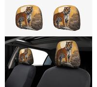 WZYWHJ Tiger Standing in The Sun Printed Car Pillowcase 2 Pieces, seat Cover Accessories, Protective Cover Universal