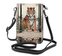 WZYWHJ Tiger under the pine tree Printed Leather Crossbody Flap Phone Bag - Versatile Gift for Women Walking, Camping, Shopping, and Travel