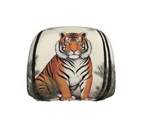 WZYWHJ Tiger Under The Pine Tree Printed Seat Head Pillowcase Car Truck General Motors Parts Protective Cover one Pack