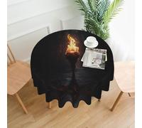 WZYWHJ Torches in the Dark Printed Round long tablecloth anti overflow and wrinkle resistant dining table cloth 60 inches
