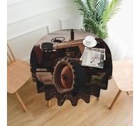 WZYWHJ Tractor on the farm Printed Round long tablecloth anti overflow and wrinkle resistant dining table cloth 60 inches