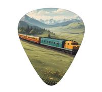 Wzywhj Train Running On The Grassland Printed Guitar Picks 12 Piece, Easy Grip Uke Picks Hold In One'S Hands, Ukulele, Acoustic Or Electric Electric Guitar