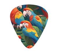 Wzywhj Tropical Parrot Flock Pattern Guitar Pick Easy Grip Uke Picks For Your Bass, Ukulele, Acoustic And Electric Guitar，12 Piece