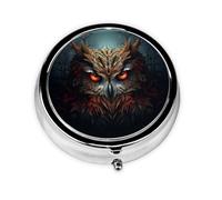 WZYWHJ Twin Peaks Owl Prints Circular medicine box storage, portable travel with compartments, mini pill dispenser