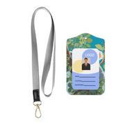 WZYWHJ Two Happy Koalas Printed Work Badge Protective Sheath, Leather Identification Card Cover with Detachable Hanging Rope Set