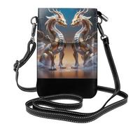 WZYWHJ Two mythical creatures Pattern Women's leather phone bag crossbody package with adjustable shoulder strap