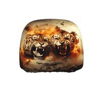 WZYWHJ Two Tigers on Fire Picture Seat Head Pillowcase Car Truck General Motors Parts Protective Cover one Pack
