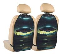 WZYWHJ UFO at Night Printed Car seat Anti Kick Storage pad 2 Pieces, Multi-Functional Storage Bag seat Protector After Installation