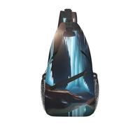WZYWHJ Underground Cave Crystal Printing Men's Casual Crossbody Chest Bag with High Storage Capacity and Adjustable Shoulder Strap