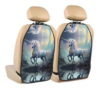 WZYWHJ Unicorns on The Run Printed Car seat Anti Kick Storage pad 2 Pieces, Multi-Functional Storage Bag seat Protector After Installation