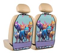WZYWHJ Unity Wolf Pack Pattern Car rear seat anti kick pad 2-piece set multifunctional storage bag seat cover protector