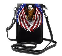 WZYWHJ USA Flag Patriotic Eagle Pattern Women's leather phone bag crossbody package with adjustable shoulder strap