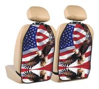 WZYWHJ USA Patriotic Eagle with American Flag Printed Car seat Anti Kick Storage pad 2 Pieces, Multi-Functional Storage Bag seat Protector After Installation