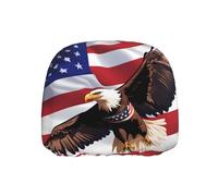 WZYWHJ USA Patriotic Eagle with American Flag Printed Seat Head Pillowcase Car Truck General Motors Parts Protective Cover one Pack