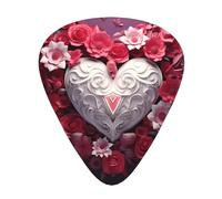 Wzywhj Valentine'S Day Love Heart Pattern Guitar Pick Easy Grip Uke Picks For Your Bass, Ukulele, Acoustic And Electric Guitar，12 Piece