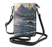 WZYWHJ Vast mountains and seas Printed Leather Crossbody Flap Phone Bag - Versatile Gift for Women Walking, Camping, Shopping, and Travel