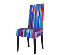 WZYWHJ Vertical Stroke Printed Detachable Chair Cover Quick Installation and Easy Maintenance Suitable for Square Chair Backs