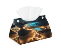 WZYWHJ View Under The Moon Printing Paper Towels Rectangular Tissue Box Holder with Bottom Strap Modern Decorative Storage Bag