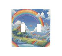 WZYWHJ Village under the rainbow Printed Decorative Wall Plate 4.5x4.5 Inches Durable and Stylish for Residential and Commercial Areas