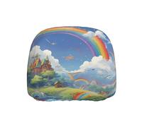 WZYWHJ Village Under The Rainbow Printed Seat Head Pillowcase Car Truck General Motors Parts Protective Cover one Pack