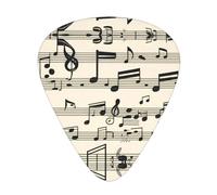 Wzywhj Vintage Music Note Art Pattern Guitar Pick Easy Grip Uke Picks For Your Bass, Ukulele, Acoustic And Electric Guitar,12 Piece