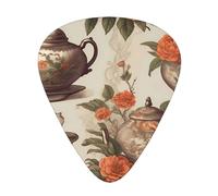 Wzywhj Vintage Tea Time Pattern Guitar Pick Easy Grip Uke Picks For Your Bass, Ukulele, Acoustic And Electric Guitar,12 Piece