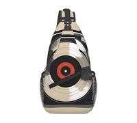 WZYWHJ Vintage Vinyl Record Printed Men's Casual Crossbody Chest Bag with High Storage Capacity and Adjustable Shoulder Strap, Black, One Size