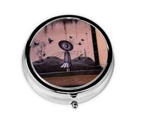 WZYWHJ Wall Art Pattern Circular Medicine Box Storage, Portable Travel with compartments, mini Pill Dispenser