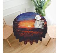 WZYWHJ Watch the fields and the sunset Printed Round long tablecloth anti overflow and wrinkle resistant dining table cloth 60 inches