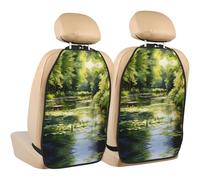 WZYWHJ Water Lilies in The Pond Printed Car seat Anti Kick Storage pad 2 Pieces, Multi-Functional Storage Bag seat Protector After Installation