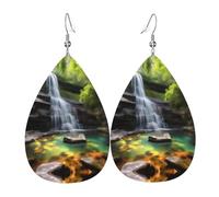 WZYWHJ Waterfall Views Picture Ladies' leather earrings, simple water droplet pendant, fashionable holiday gift