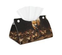 WZYWHJ Weasel chasing a chick Printing Decorative storage box with rectangular leather tissue bag and bracket base