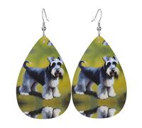WZYWHJ Well-behaved schnauzer Picture Ladies' leather earrings, simple water droplet pendant, fashionable holiday gift
