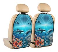 WZYWHJ Whales Under The sea Prints Car seat Anti Kick Storage pad 2 Pieces, Multi-Functional Storage Bag seat Protector After Installation