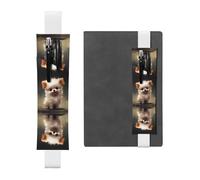 WZYWHJ White A Beloved Puppy Picture Leather Pen Holder Bookmark - Elastic Clip for Notebooks & Journals with Adjustable Strap, Holds 2-3 Pens