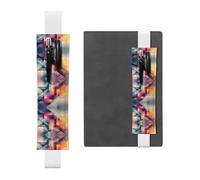 WZYWHJ White Abstract Fractal Gradient Prints Leather Pen Holder Bookmark - Elastic Clip for Notebooks & Journals with Adjustable Strap, Holds 2-3 Pens