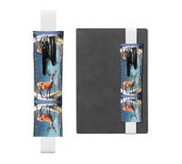 WZYWHJ White Alpine Deer Sketch Prints Leather Pen Holder Bookmark - Elastic Clip for Notebooks & Journals with Adjustable Strap, Holds 2-3 Pens