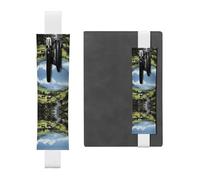 WZYWHJ White Alpine Farm Cows Picture Leather Pen Holder Bookmark - Elastic Clip for Notebooks & Journals with Adjustable Strap, Holds 2-3 Pens