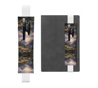 WZYWHJ White Alpine Lawn Prints Leather Pen Holder Bookmark - Elastic Clip for Notebooks & Journals with Adjustable Strap, Holds 2-3 Pens