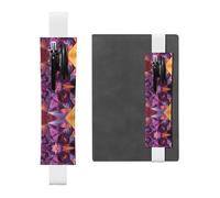 WZYWHJ White Angular Blocks Prints Leather Pen Holder Bookmark - Elastic Clip for Notebooks & Journals with Adjustable Strap, Holds 2-3 Pens