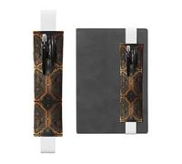 WZYWHJ White Art Deco Circuit Prints Leather Pen Holder Bookmark - Elastic Clip for Notebooks & Journals with Adjustable Strap, Holds 2-3 Pens