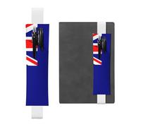 WZYWHJ White Australian Flag Pattern Leather Pen Holder Bookmark - Elastic Clip for Notebooks & Journals with Adjustable Strap, Holds 2-3 Pens