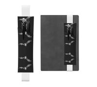 WZYWHJ White Bats in The Sky Prints Leather Pen Holder Bookmark - Elastic Clip for Notebooks & Journals with Adjustable Strap, Holds 2-3 Pens