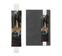 WZYWHJ White Beautiful Leopard Pattern Leather Pen Holder Bookmark - Elastic Clip for Notebooks & Journals with Adjustable Strap, Holds 2-3 Pens