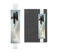 WZYWHJ White Beautiful swan Pattern Leather Pen Holder Bookmark - Elastic Clip for Notebooks & Journals with Adjustable Strap, Holds 2-3 Pens