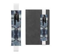 WZYWHJ White Big Bull Elk Prints Leather Pen Holder Bookmark - Elastic Clip for Notebooks & Journals with Adjustable Strap, Holds 2-3 Pens