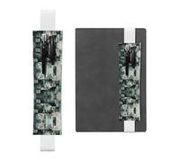 WZYWHJ White Block Fragments Prints Leather Pen Holder Bookmark - Elastic Clip for Notebooks & Journals with Adjustable Strap, Holds 2-3 Pens