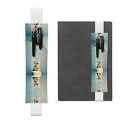 WZYWHJ White Cake Battle Cat Prints Leather Pen Holder Bookmark - Elastic Clip for Notebooks & Journals with Adjustable Strap, Holds 2-3 Pens