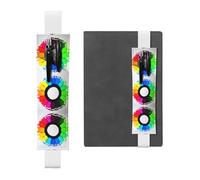 WZYWHJ White Colored Crayon Circles Prints Leather Pen Holder Bookmark - Elastic Clip for Notebooks & Journals with Adjustable Strap, Holds 2-3 Pens