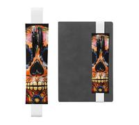 WZYWHJ White Day of The Dead Masks Pattern Leather Pen Holder Bookmark - Elastic Clip for Notebooks & Journals with Adjustable Strap, Holds 2-3 Pens